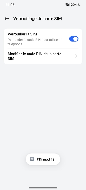 Votre code PIN de la carte SIM a été modifié