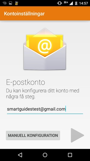 Ange din Gmail eller Hotmail-adress och välj NÄSTA
