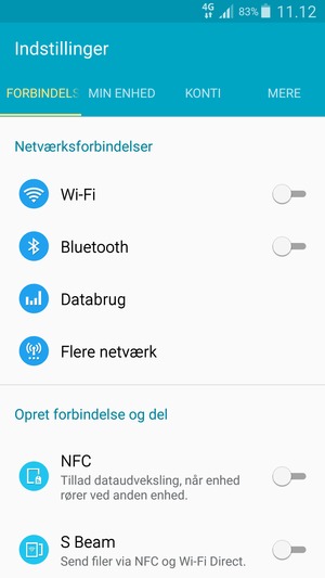 Vælg FORBINDELSE og Wi-Fi