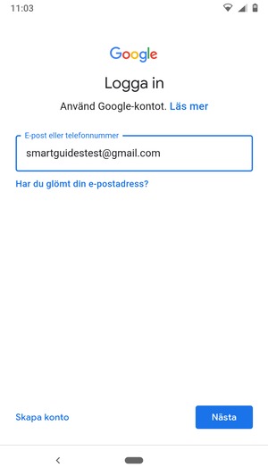 Ange din Gmail-adress och välj Nästa
