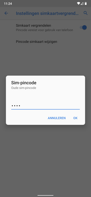 Voer Oude SIM-pincode in en selecteer OK