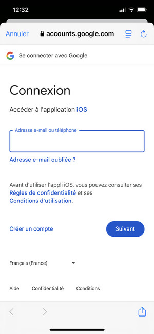 Saisissez votre adresse Gmail et sélectionnez Suivant