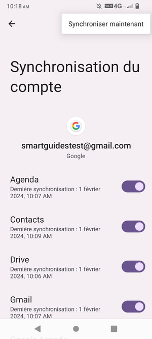 Sélectionnez Synchroniser maintenant