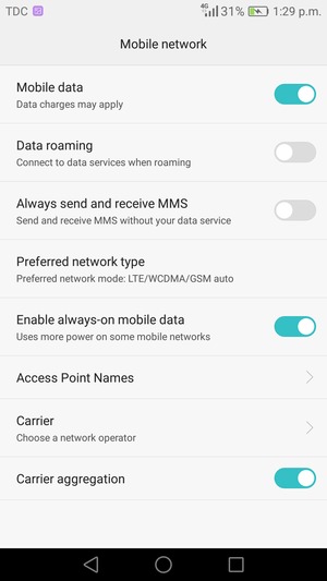 To change network if network problems occur,  select Carrier