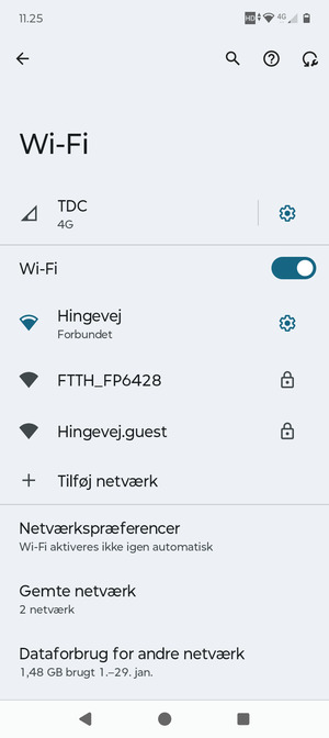 Du er nu tilsluttet Wi-Fi netværket