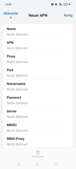 Geben Sie Internet-Informationen ein