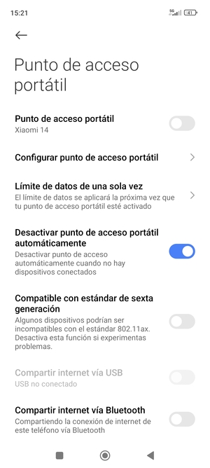 Seleccione Configurar punto de acceso portátil