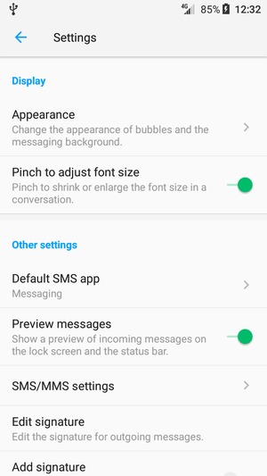 Select SMS/MMS settings