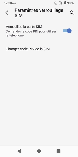 Sélectionnez  Changer code PIN de la SIM