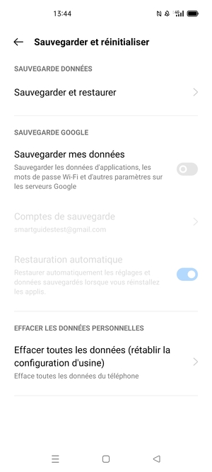 Activer Sauvegarder mes données