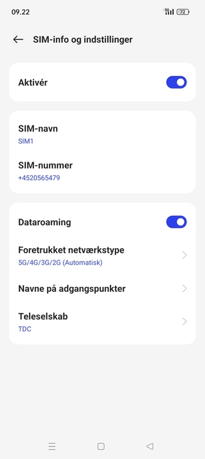 Slå Dataroaming til eller fra