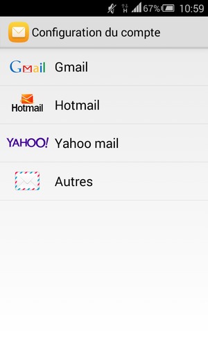 Sélectionnez Gmail  ou Hotmail