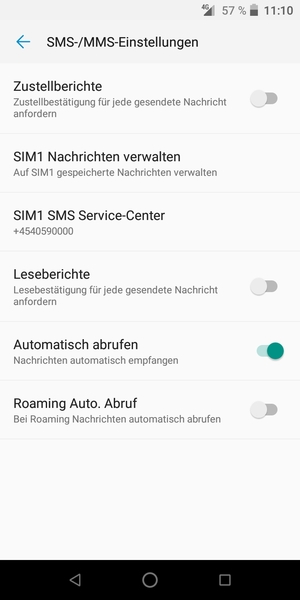 Wählen Sie SIM SMS Service-Center