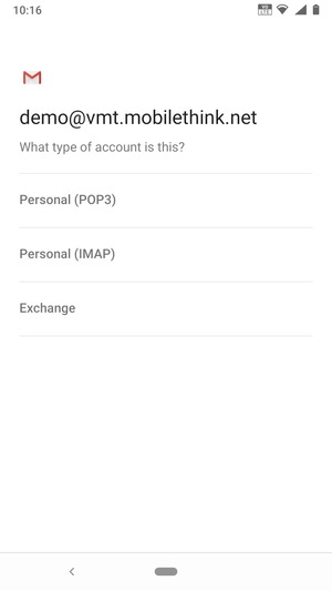 Select Personal (POP3) or Personal (IMAP)