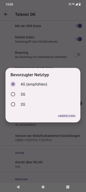 Wählen Sie die gewünschte Option