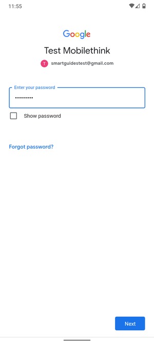 Enter your password and select Next