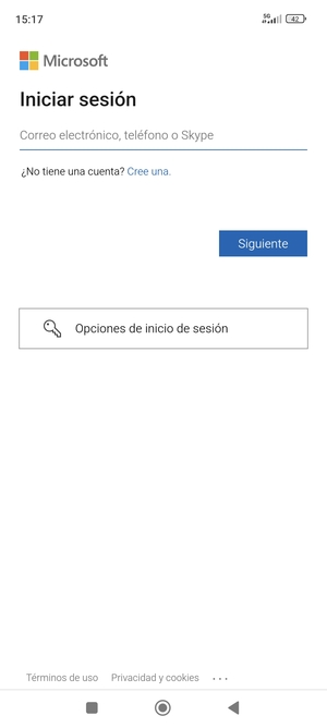 Introduzca su dirección de Hotmail y seleccione Siguiente