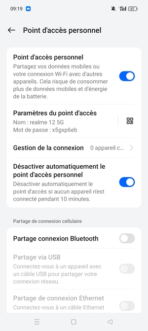 Votre téléphone est maintenant configuré pour être utilisé comme modem