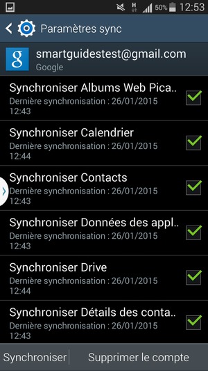 Assurez-vous que Synchroniser Contacts est sélectionné et sélectionnez Synchroniser