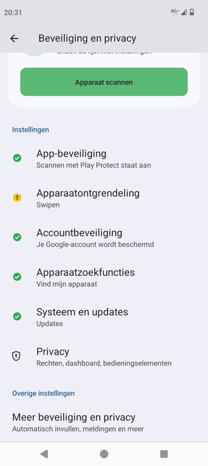 Scroll naar en selecteer Meer beveiliging en privacy