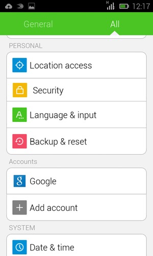 Scroll to and select Backup & reset