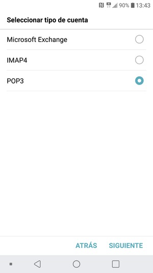 Seleccione IMAP4 o POP3 y seleccione SIGUIENTE