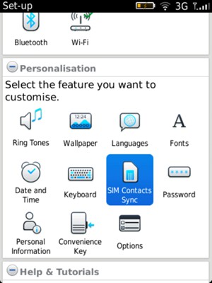 Select SIM Contacts Sync