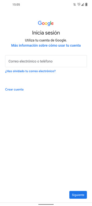 Introduzca su dirección de Gmail y seleccione Siguiente