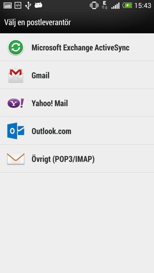 Välj Gmail eller Outlook.com (Hotmail)