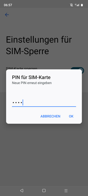 Bestätigen Sie Ihre neue PIN für SIM-Karte und wählen Sie OK