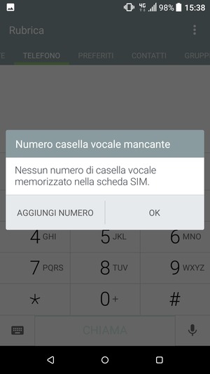 Se la segreteria telefonica non è configurata, seleziona AGGIUNGI NUMERO