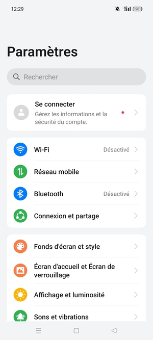 Sélectionnez Connexion et partage