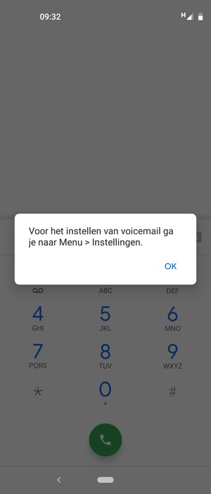 Als uw voicemail niet geïnstalleerd is, selecteert u OK