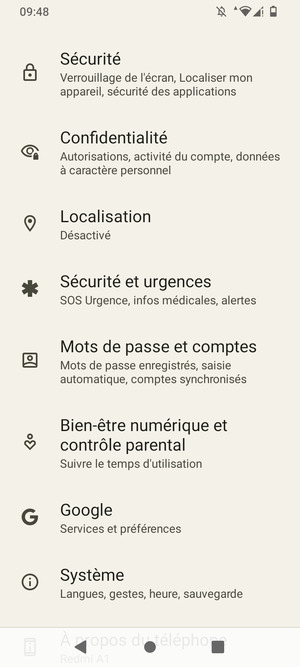 Faites défiler et sélectionnez Sécurité