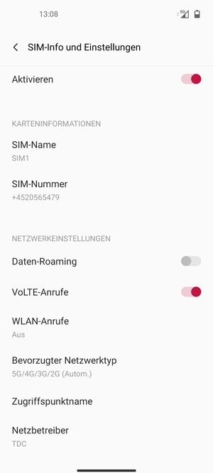 Wählen Sie Bevorzugter Netzwerktyp