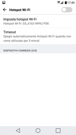 Seleziona Imposta hotspot Wi-Fi