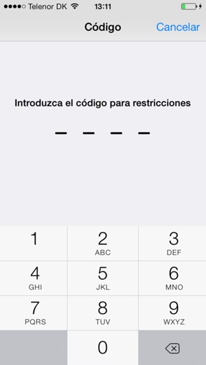 Introduzca el Código para restricciones si esta opción está activada en su teléfono