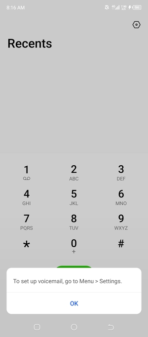 If your voicemail is not set up, select OK