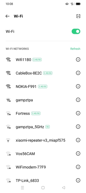 Select the wireless network you want to connect to