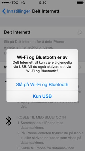 Velg Slå på Wi-Fi og Bluetooth
