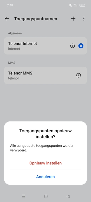 Selecteer Opnieuw instellen