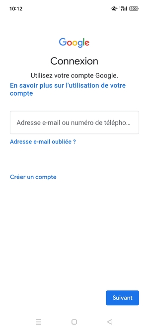 Saisissez votre adresse Gmail et sélectionnez Suivant