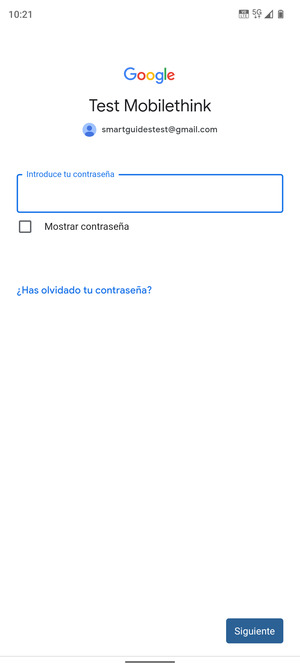 Introduzca su contraseña y seleccione Siguiente