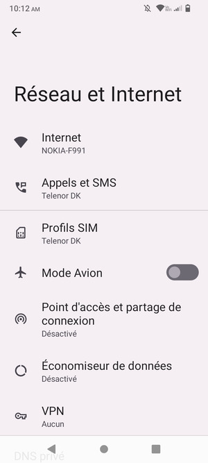 Sélectionnez Profils SIM