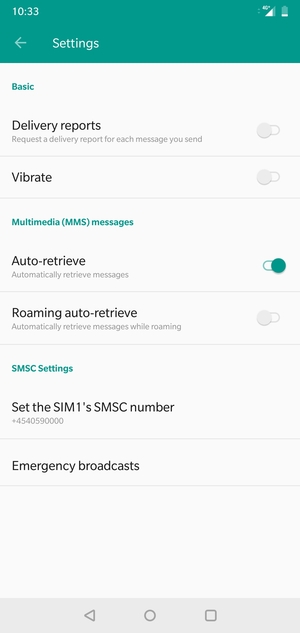 Select Set the SIM's SMSC number