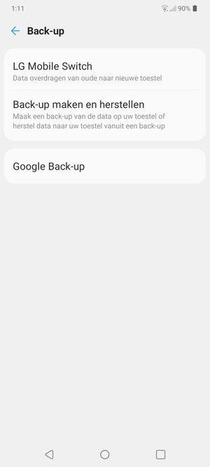 Selecteer Google Back-up