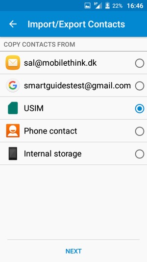 Select the SIM card and select NEXT