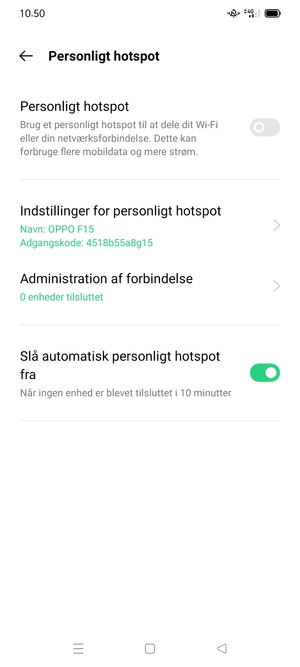 Vælg Indstillinger for personligt hotspot