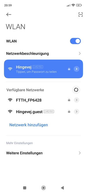 Sie sind nun mit dem WLAN-Netzwerk verbunden