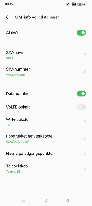 Slå Data roaming til eller fra
